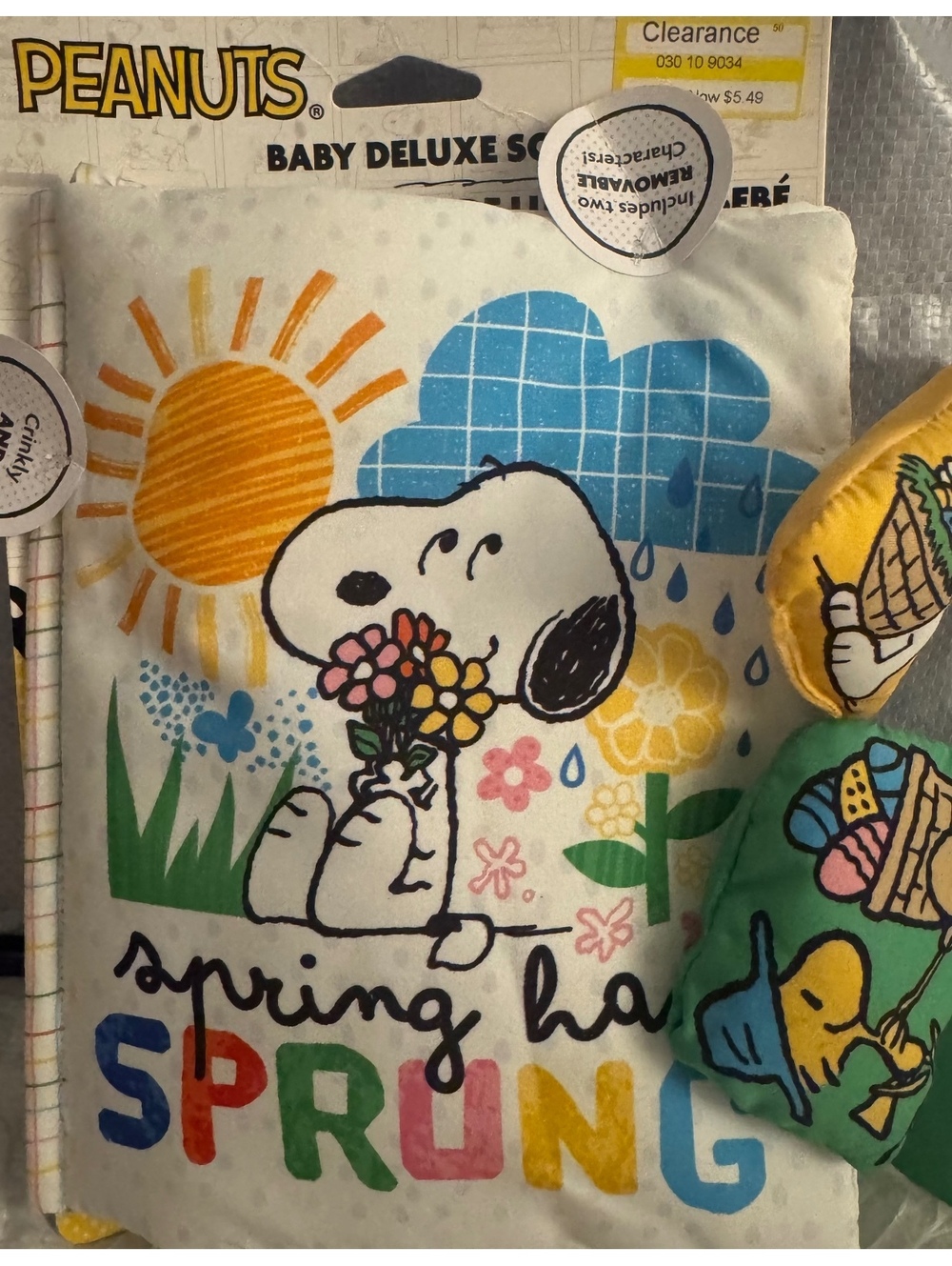 Peanuts Baby Deluxe Soft Book with Snoopy and Woodstock, Interactive Sensory Toy